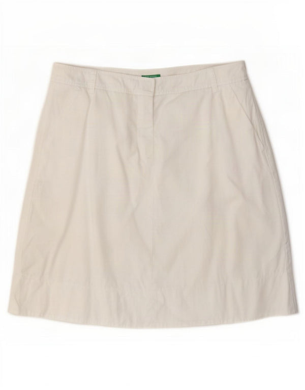 Женская юбка-трапеция Benetton UK 12 Medium W30, белый хлопок