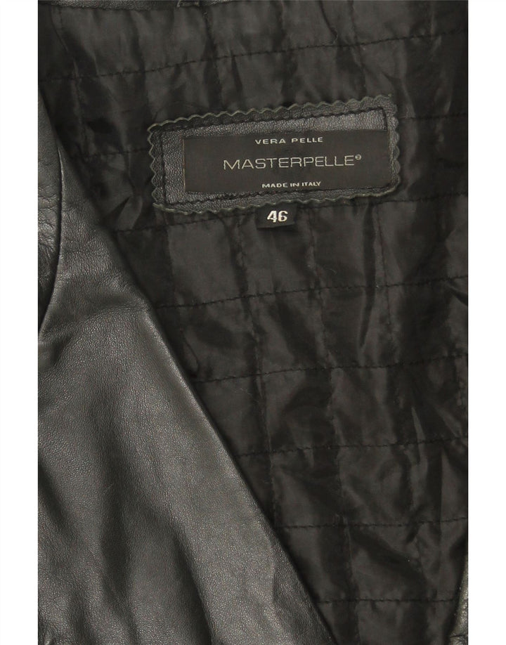 MASTERPELLE Womens Leather Coat IT 46 Large Black Leather Vintage Masterpelle and Second-Hand Masterpelle from Messina Hembry 