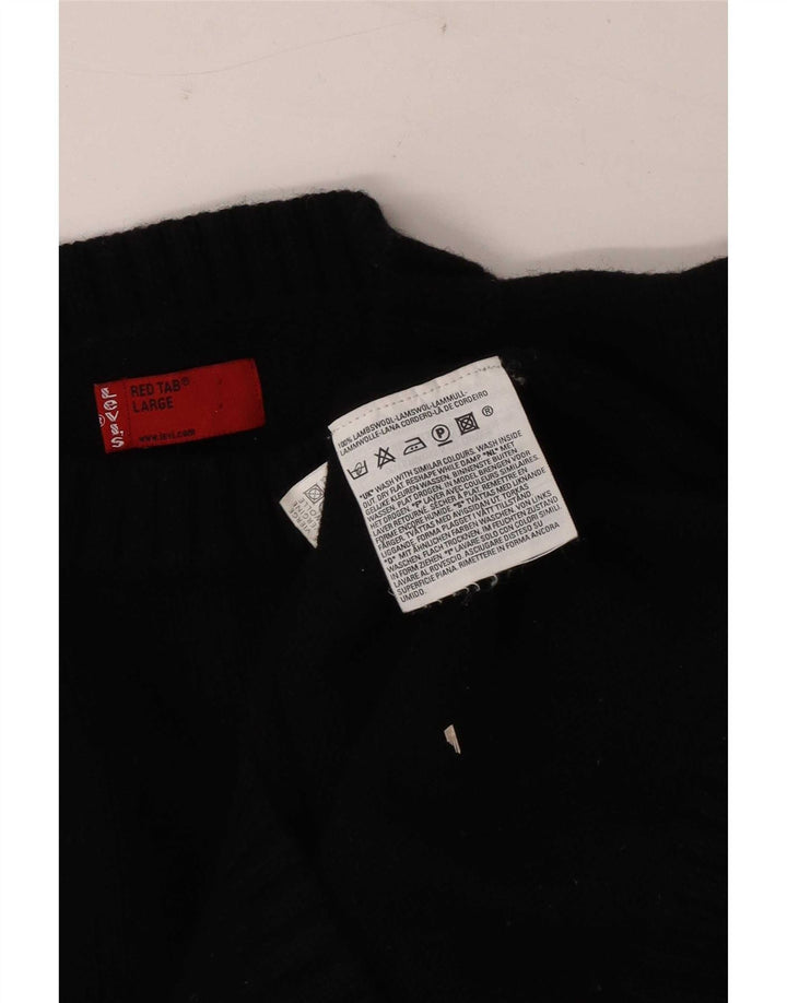 Мужской джемпер с круглым вырезом Levi's, большой черный из овечьей шерсти
