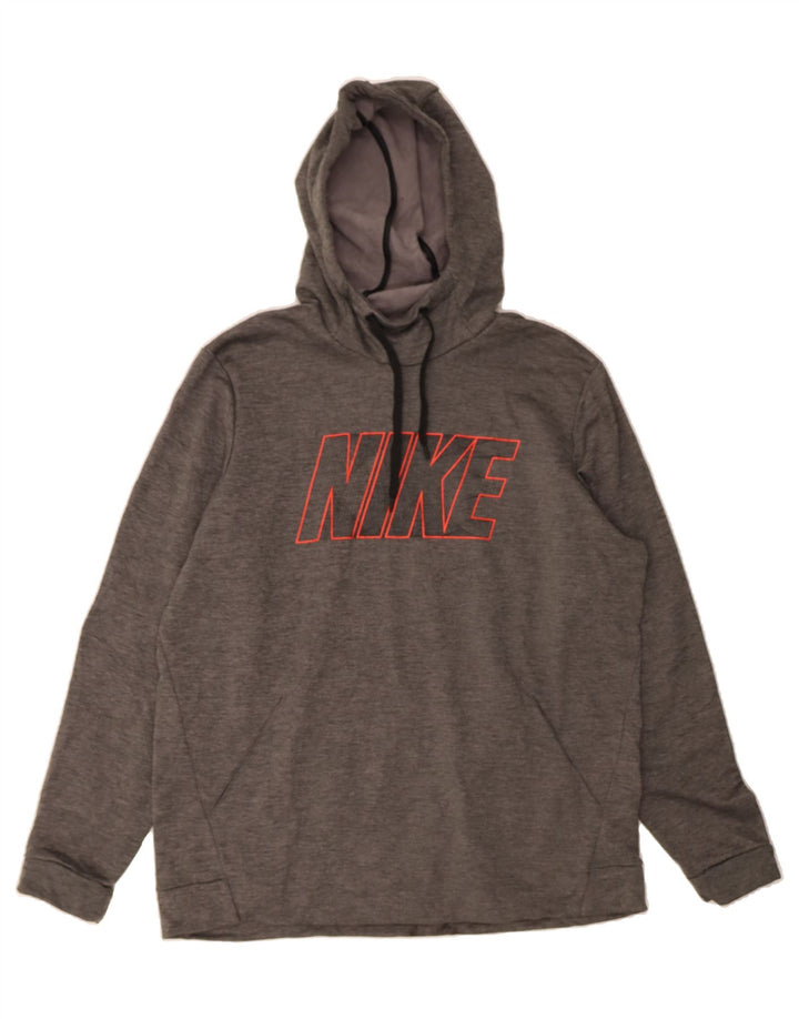 NIKE Mens Dri Fit Graphic Hoodie Jumper XL Grey Polyester Vintage Nike and Second-Hand Nike from Messina Hembry 