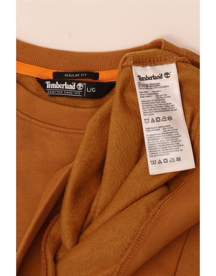 Мужской свитшот Timberland стандартного кроя с графикой, большой коричневый хлопковый джемпер