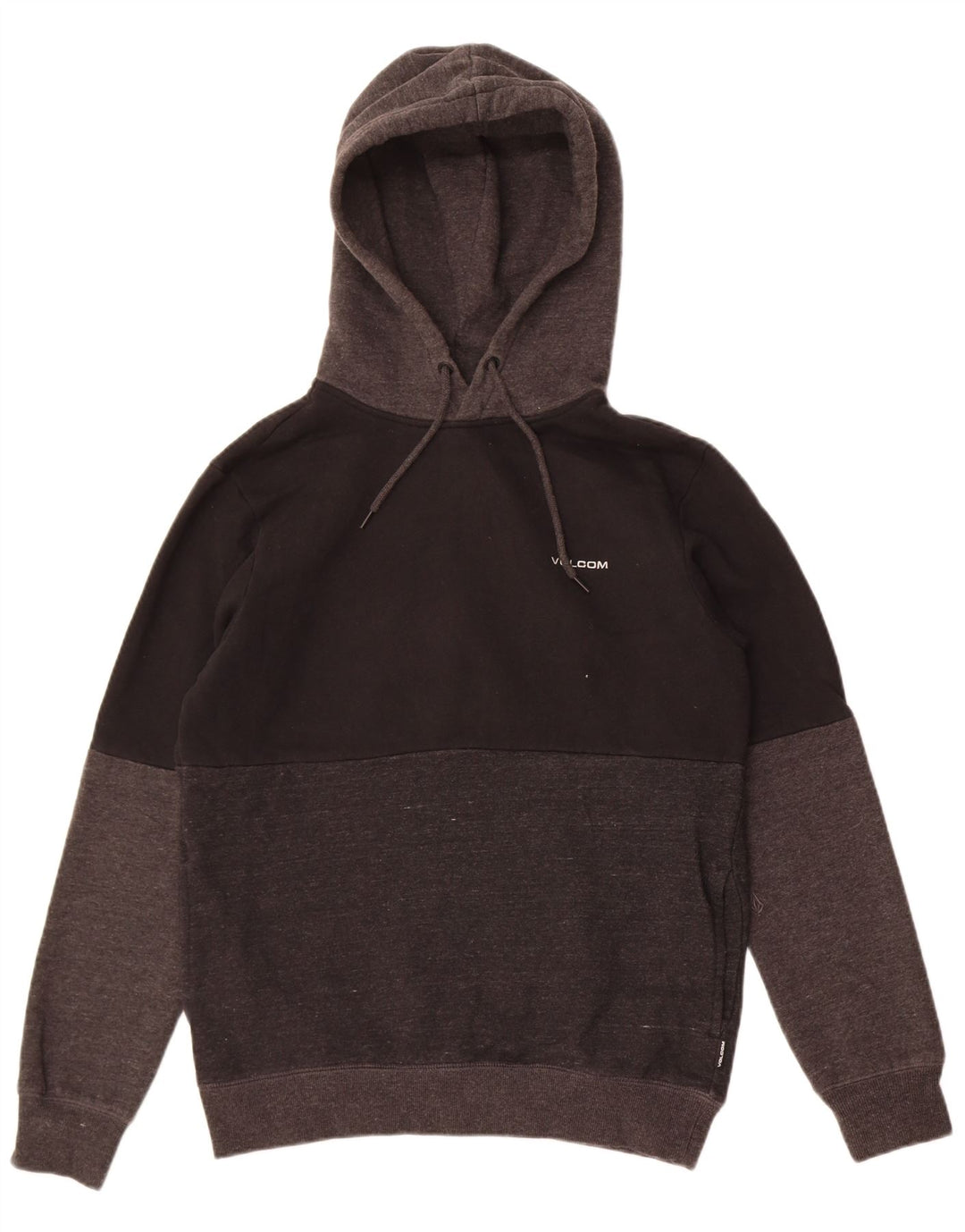 Мужской джемпер с капюшоном Volcom, маленький черный, хлопок с цветными блоками