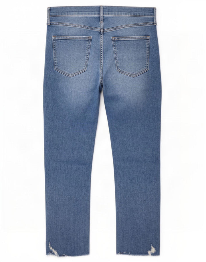 Женские укороченные джинсы-сигареты Gap с потертостями W32 L26 синие