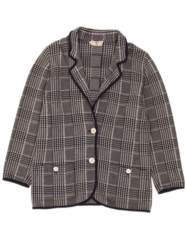 VALENTINO Женский пиджак Miss V IT 48 XL Темно-синий с узором «гусиные лапки»