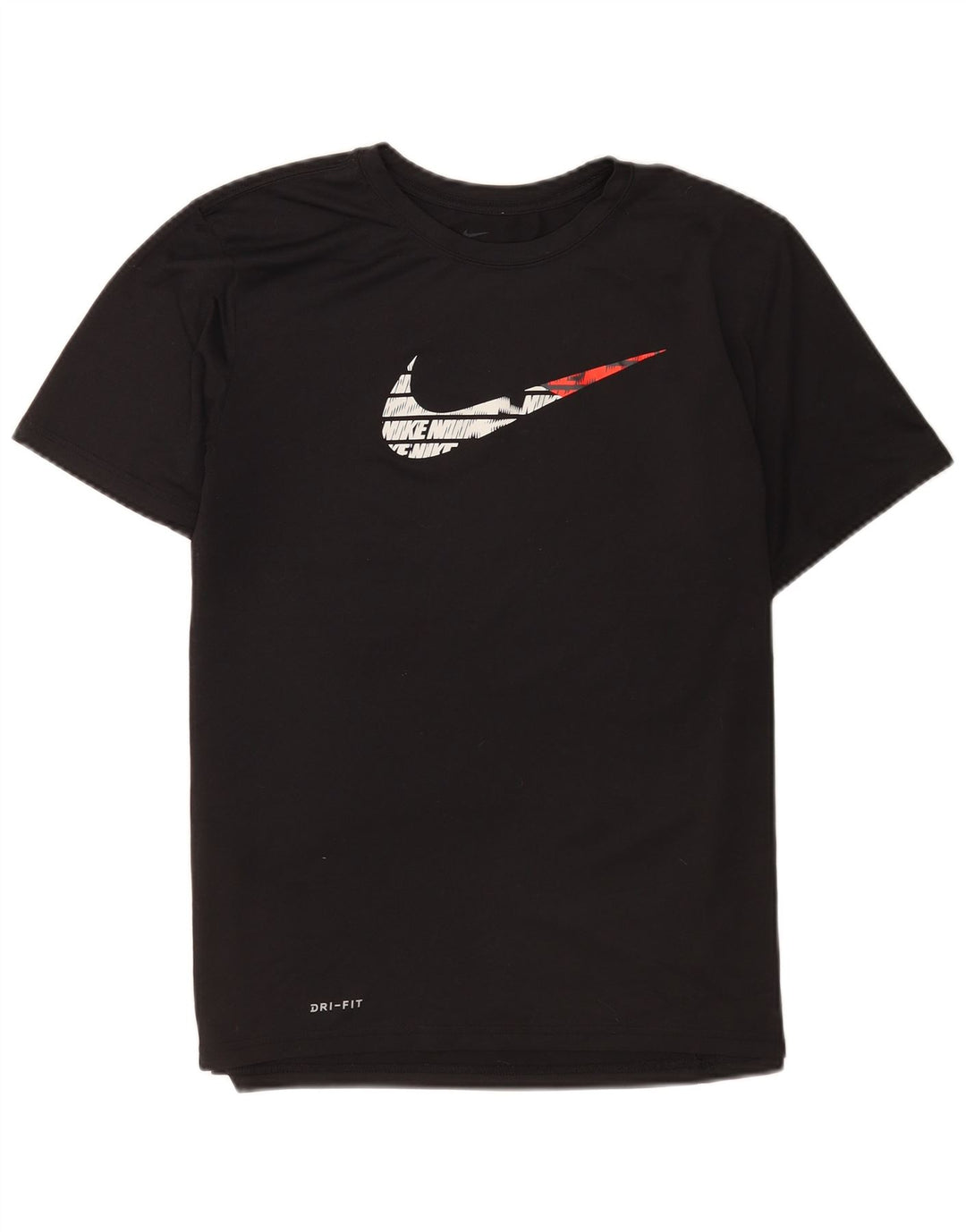 Женская футболка Nike Dri Fit Regular с рисунком Top UK 16, большой черный полиэстер