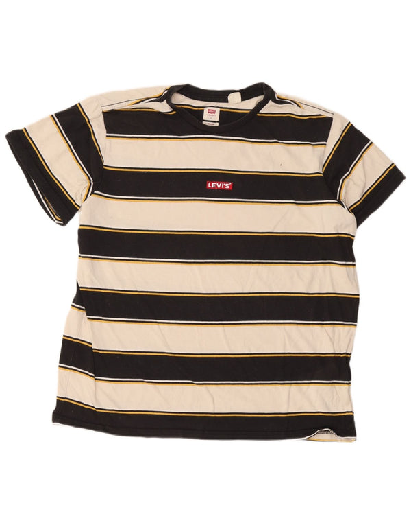 Levi's Mens Relaxed Fit T-Shirt Top Large Black Striped Cotton