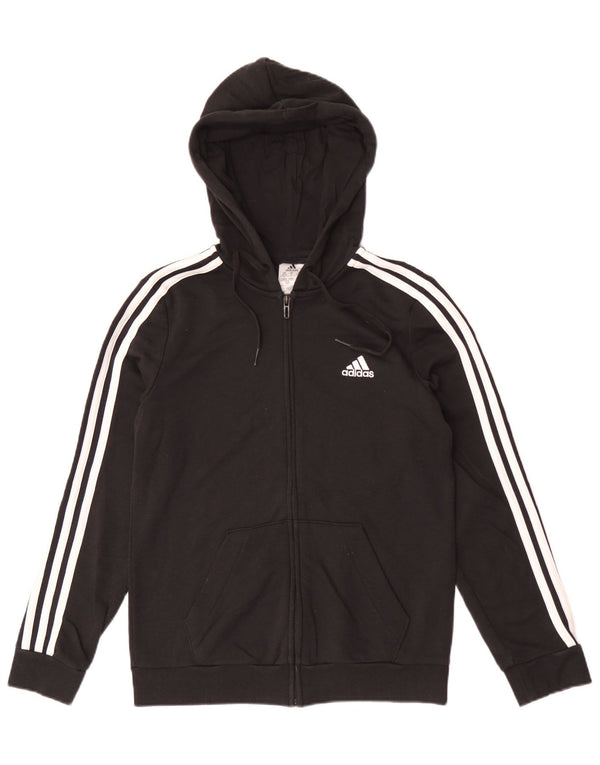 Женский свитер с капюшоном на молнии Adidas UK 8/10, маленький черный, хлопковый