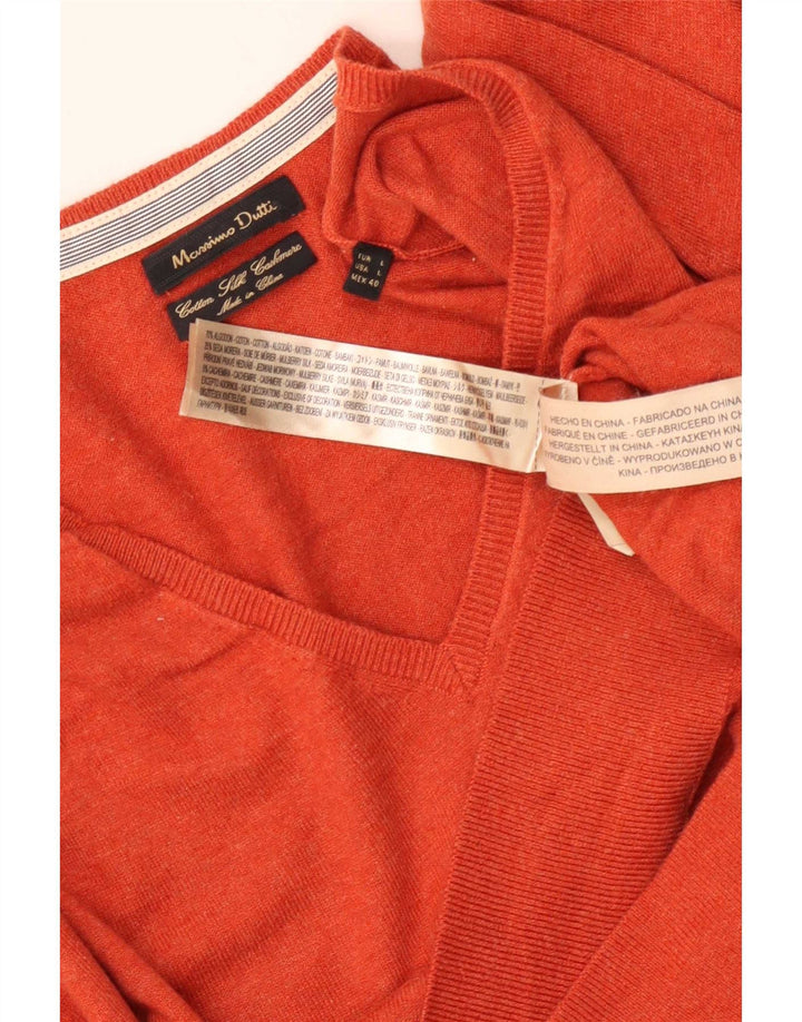 Мужской джемпер с v-образным вырезом Massimo Dutti, большой красный хлопковый свитер