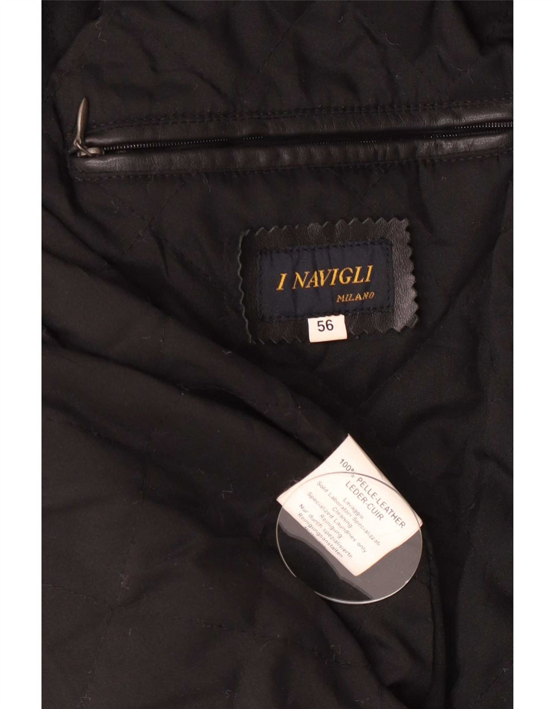 I NAVIGLI Мужская кожаная куртка IT 56 3XL Черный