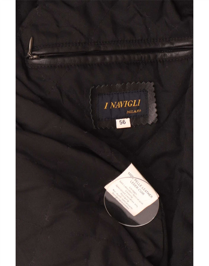 I NAVIGLI Мужская кожаная куртка IT 56 3XL Черный