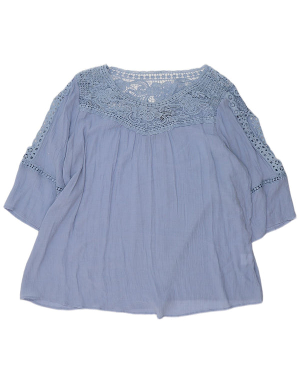 Женская блузка с рукавом 3/4 Marks & Spencer Autograph, Великобритания, 26, 5XL, синяя