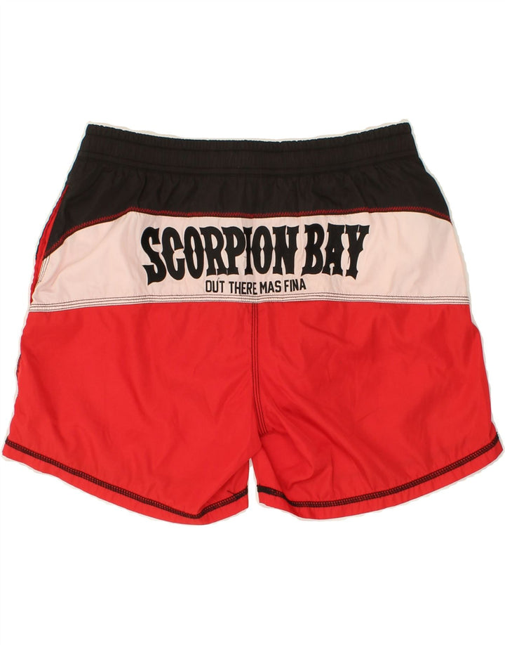 SCORPION BAY Mens Graphic Swimming Shorts Large Red Colourblock Polyester Vintage Scorpion Bay and Second-Hand Scorpion Bay from Messina Hembry 