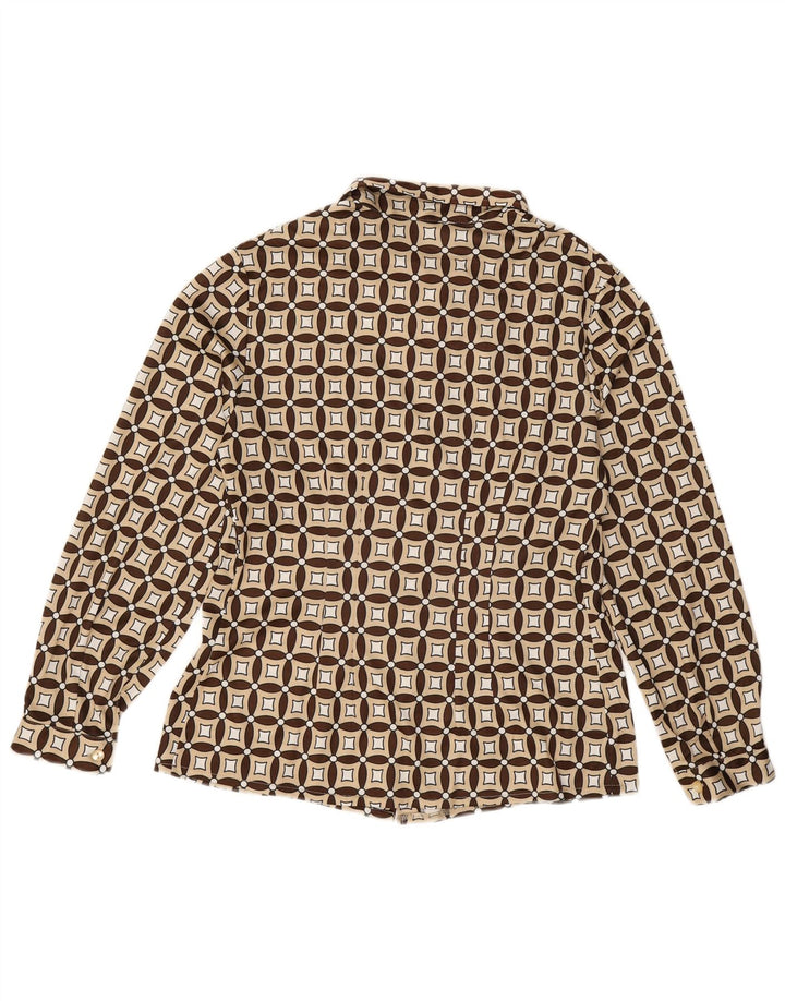 Женская рубашка VINTAGE UK 16, большая, бежевая, шерстяная с геометрическим рисунком