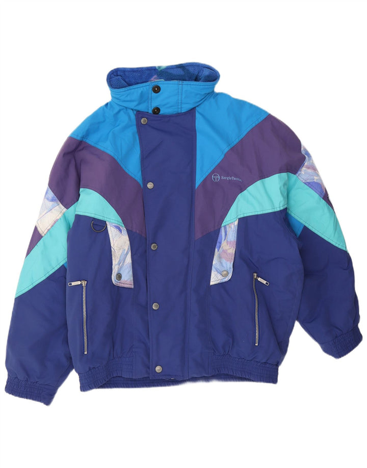 Мужская лыжная куртка Sergio Tacchini UK 42 XL синяя из полиэстера с цветными блоками