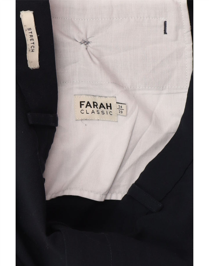 Мужские прямые повседневные брюки Farah W34 L29 темно-синие из полиэстера