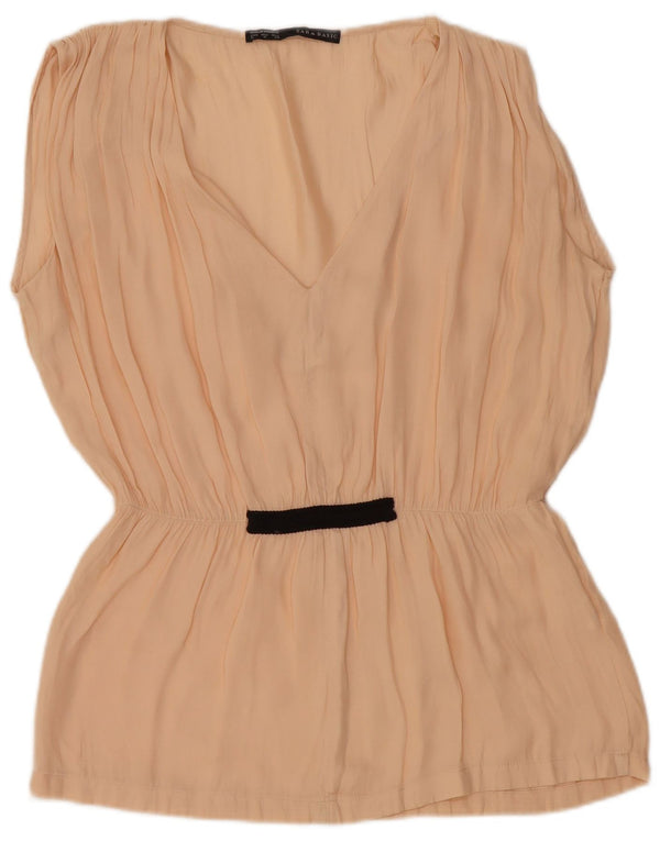 Женская блузка без рукавов Zara UK 14, средний бежевый полиэстер