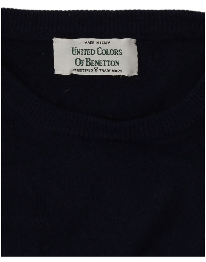 Женский свитер с вырезом «лодочкой» Benetton UK 12, средний, темно-синий