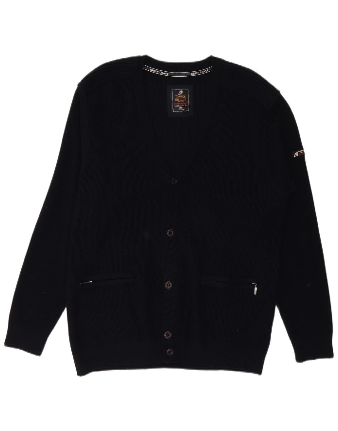 Мужской кардиган GREEN COAST IT 52, большой черный из шерсти мериноса
