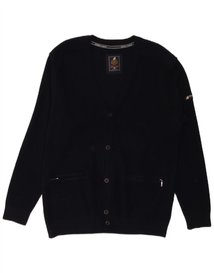 Мужской кардиган GREEN COAST IT 52, большой черный из шерсти мериноса