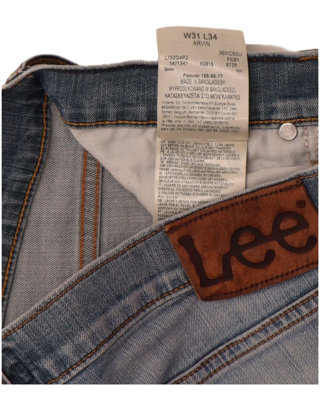 Мужские джинсы Lee Arvin Slim W31 L34, синий хлопок