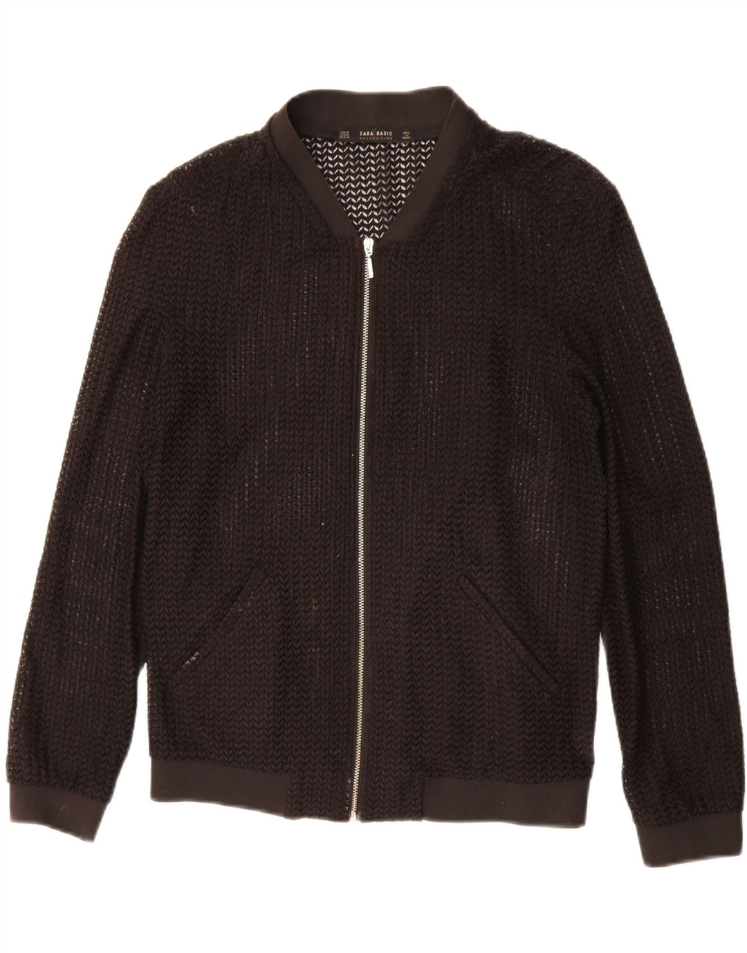 Женский прозрачный бомбер Zara UK 14, средний черный