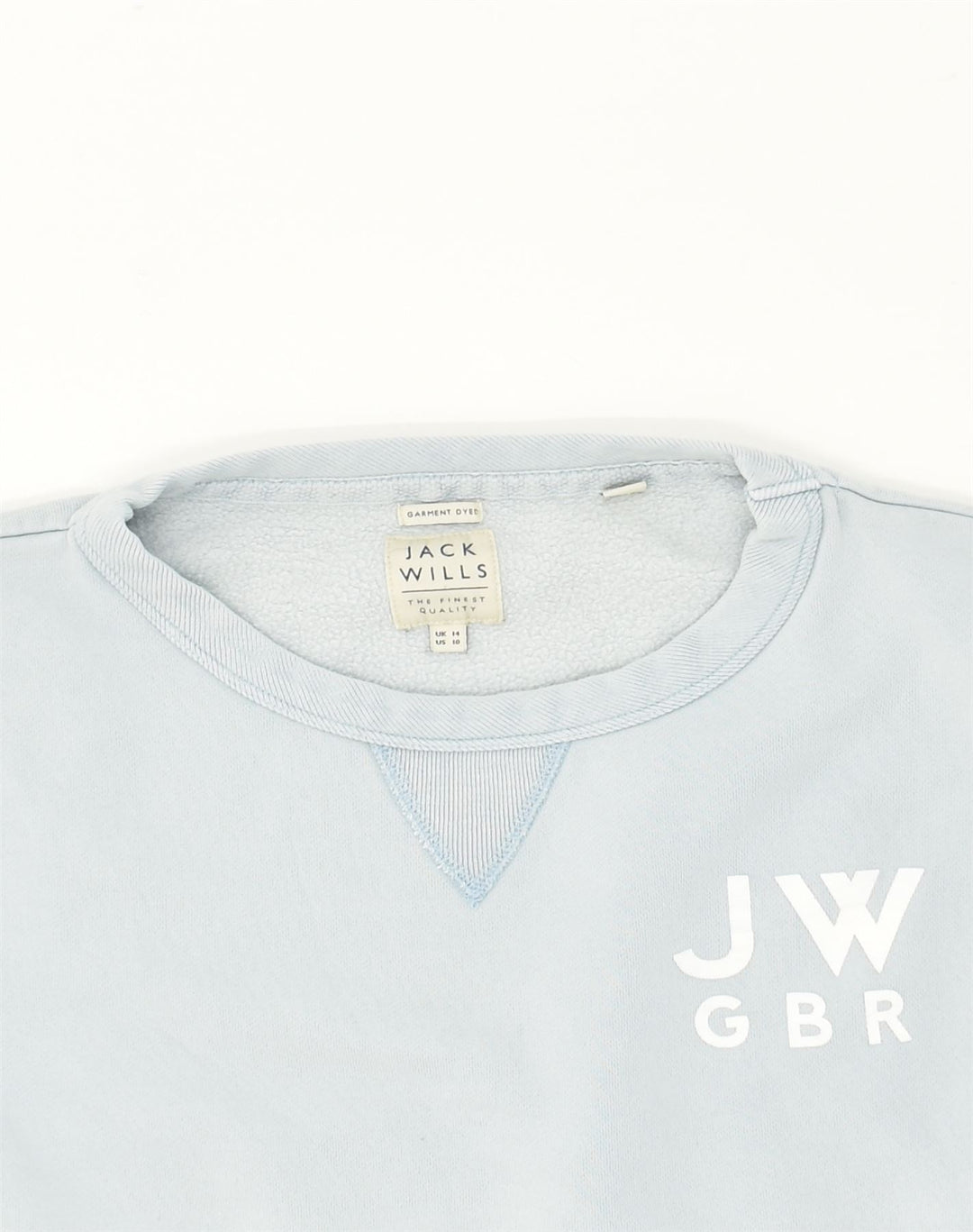 JACK WILLS Womens Garment Dyed Sweatshirt Jumper UK 14 Large Blue Cotton | Vintage Jack Wills | Thrift | Second-Hand Jack Wills | Used Clothing | Messina Hembry 