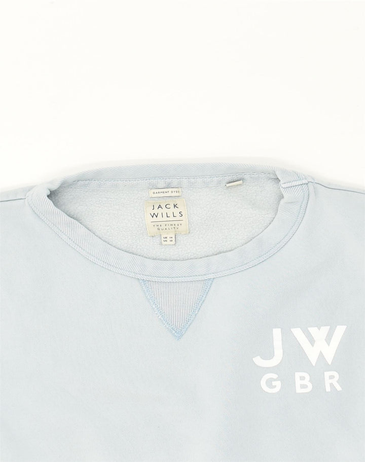 JACK WILLS Womens Garment Dyed Sweatshirt Jumper UK 14 Large Blue Cotton | Vintage Jack Wills | Thrift | Second-Hand Jack Wills | Used Clothing | Messina Hembry 