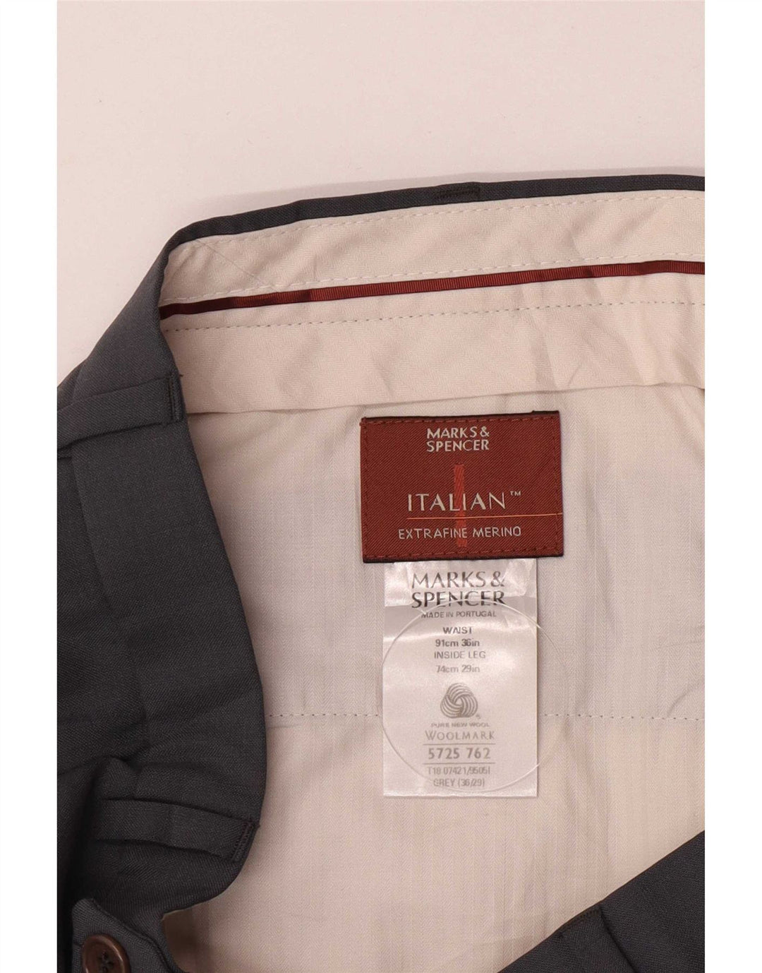 Мужские прямые костюмные брюки Marks & Spencer W36 L29, серые, новая шерсть