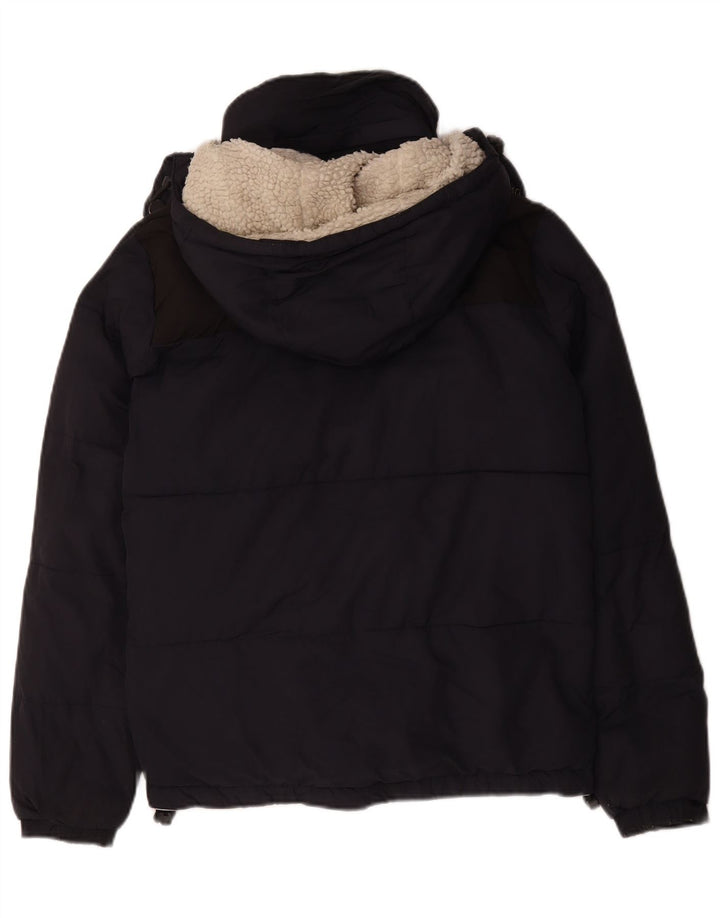 Мужская утепленная куртка с капюшоном Superdry UK 36, маленький темно-синий полиэстер