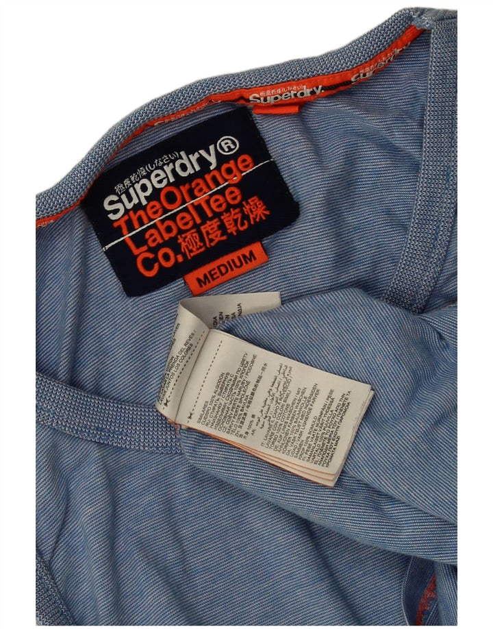 SUPERDRY Мужской жилет из хлопка среднего синего цвета в тонкую полоску