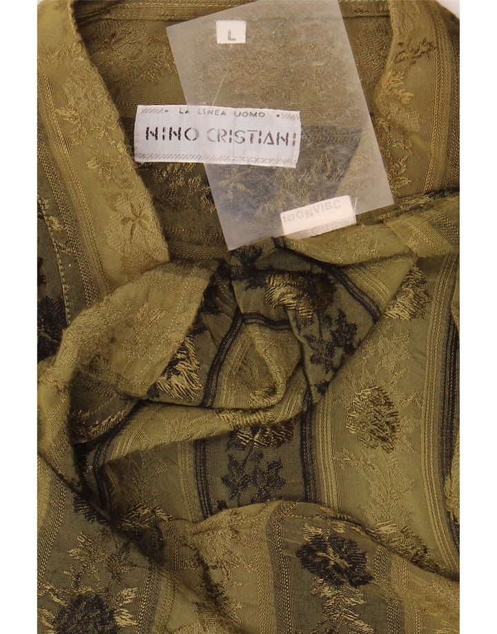 ВИНТАЖНАЯ Мужская Рубашка Большой Цвет Хаки Вискоза