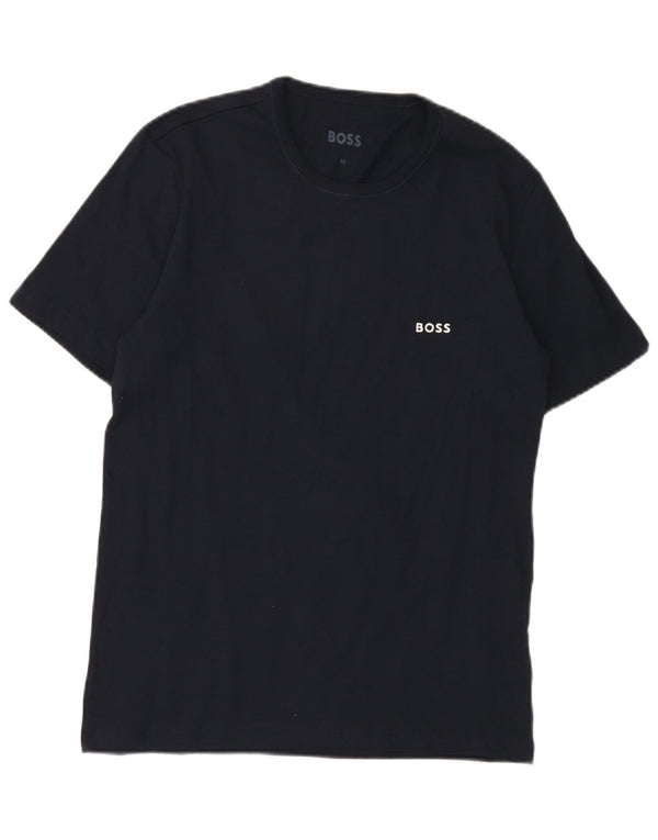 Мужская футболка Hugo Boss, темно-синий, хлопковый топ среднего размера