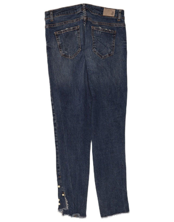 Женские потертые узкие джинсы Zara EU 38, маленькие W28 L27, синие, хлопок