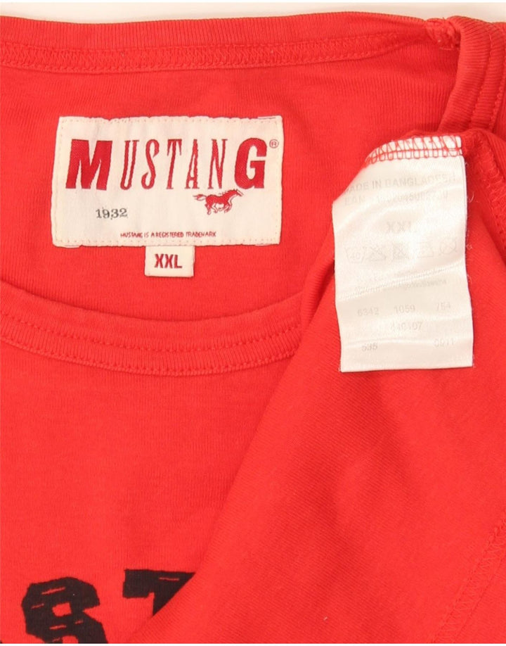 MUSTANG Mens Graphic T-Shirt Top 2XL Red Cotton Vintage Mustang and Second-Hand Mustang from Messina Hembry 