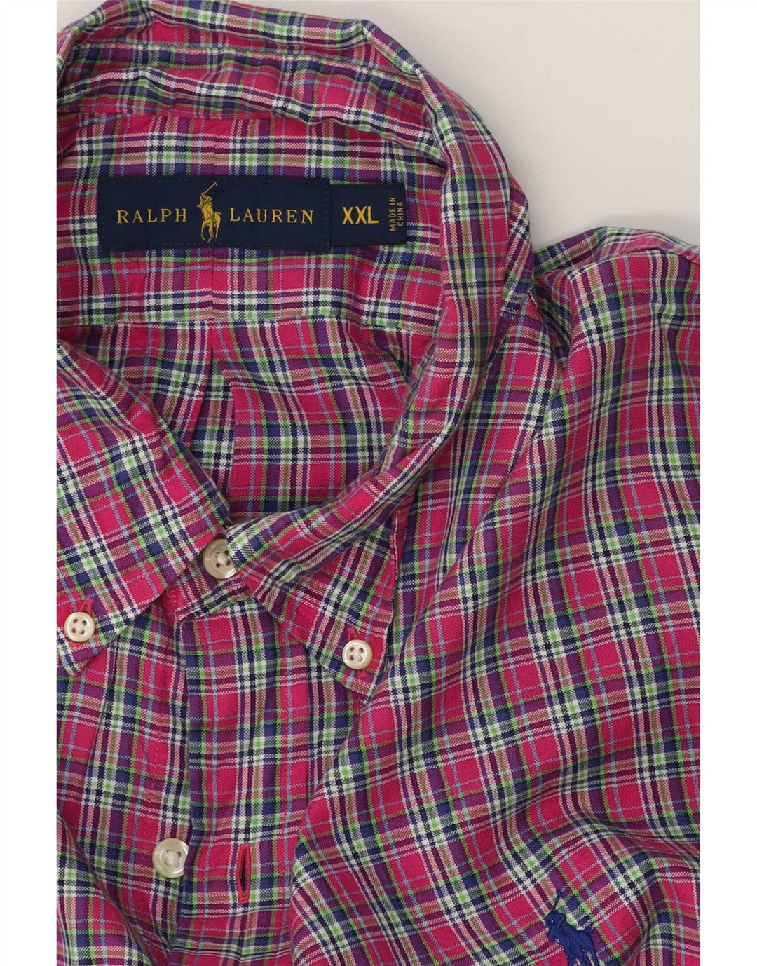 Мужская рубашка Ralph Lauren 2XL из хлопка в розовую клетку