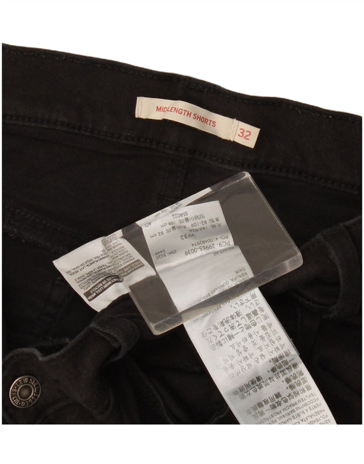 Женские джинсовые шорты Levi's со средней посадкой W32, большие черные, хлопковые