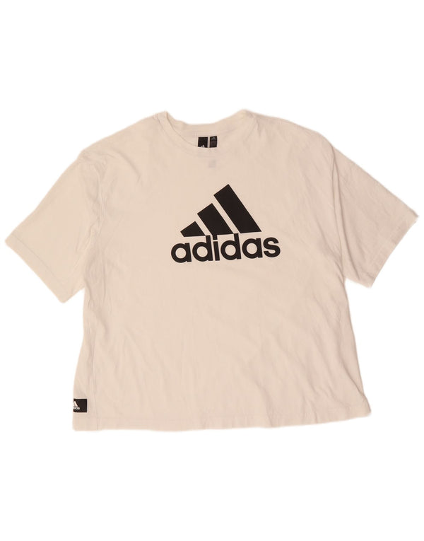 Женская футболка оверсайз с рисунком ADIDAS, топ UK 20/22 XL, белый хлопок