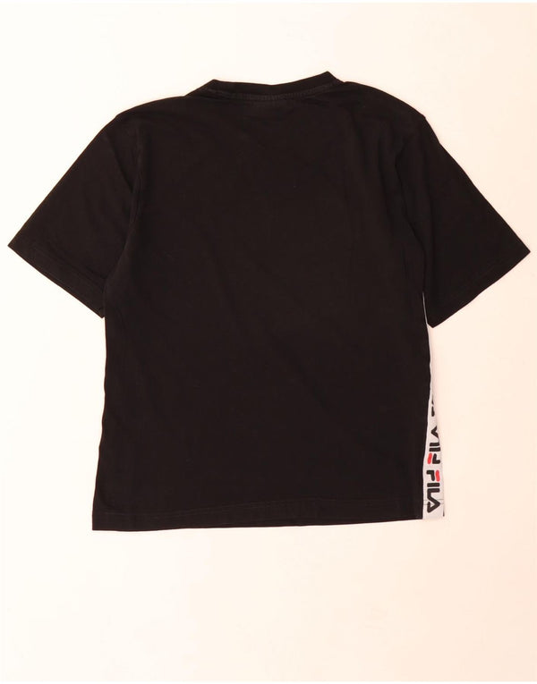 Женская футболка с рисунком Fila Top UK 6 XS, черный хлопок с цветными блоками