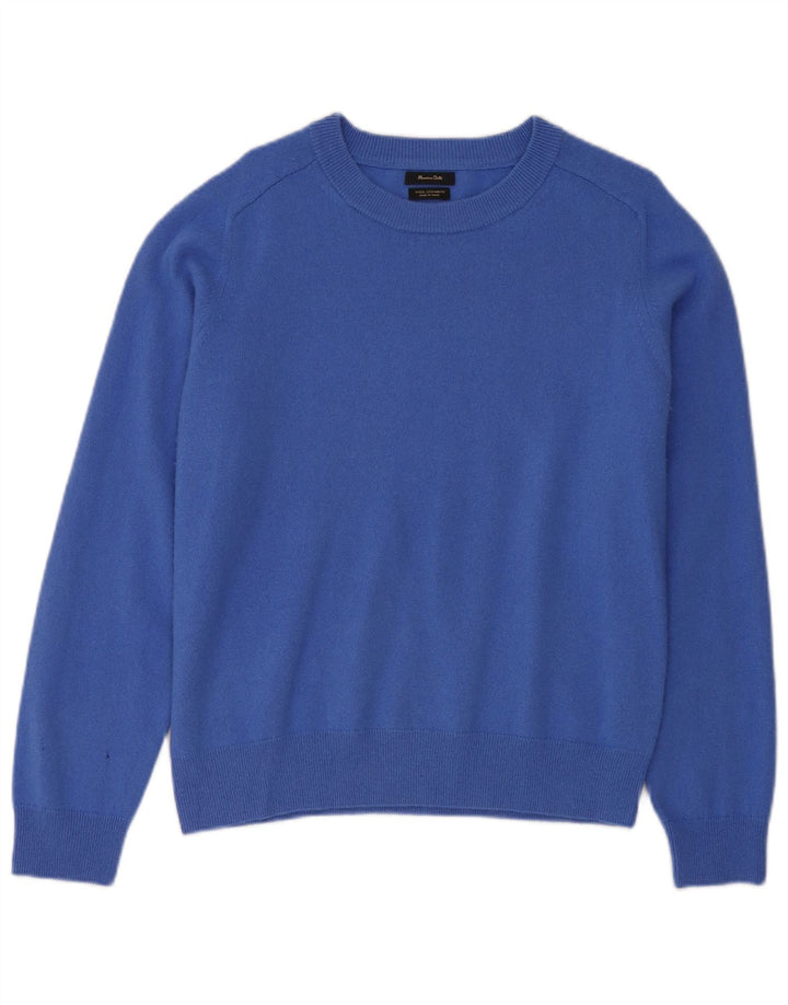 Мужской джемпер с круглым вырезом Massimo Dutti XL, синяя шерсть
