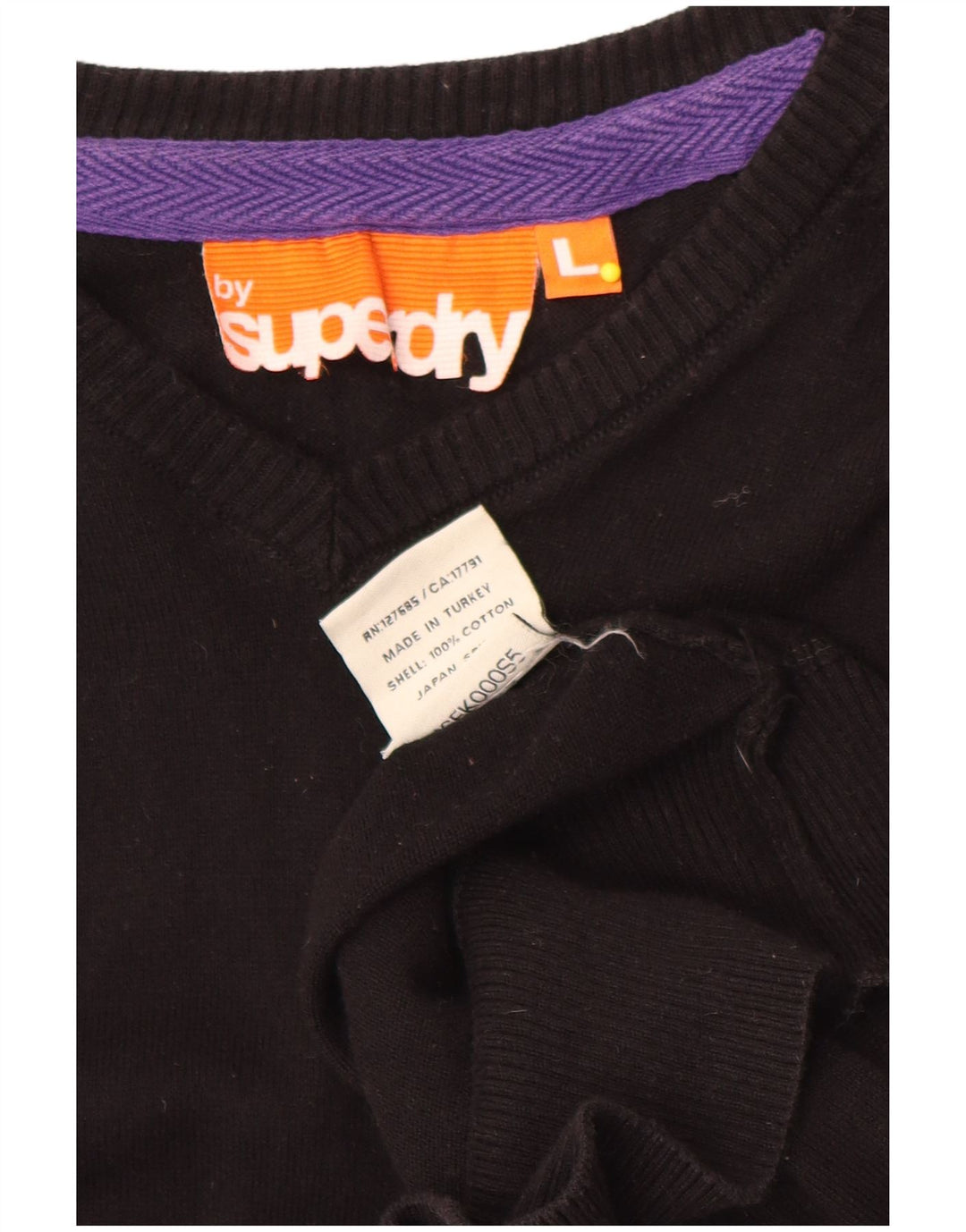 Мужской джемпер с v-образным вырезом Superdry, большой черный хлопковый свитер