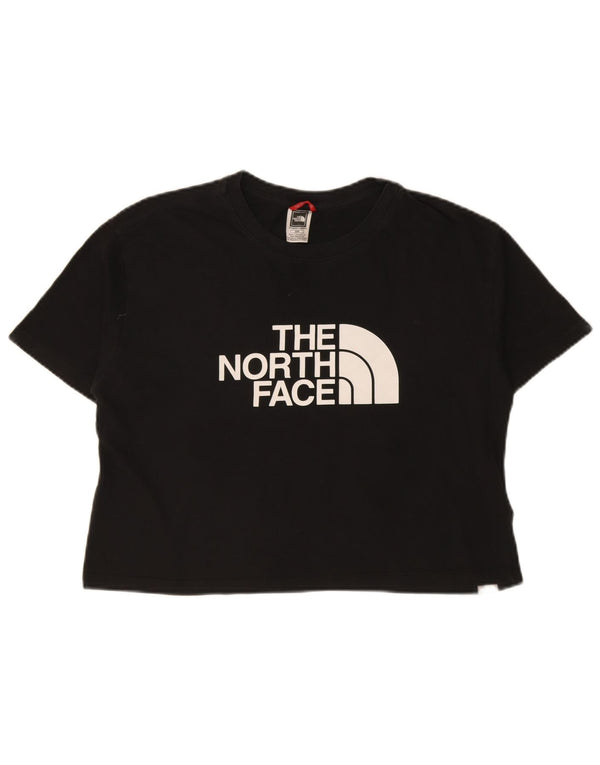 Женская укороченная футболка с графическим рисунком The North Face, хлопковый топ UK 14, средний черный цвет