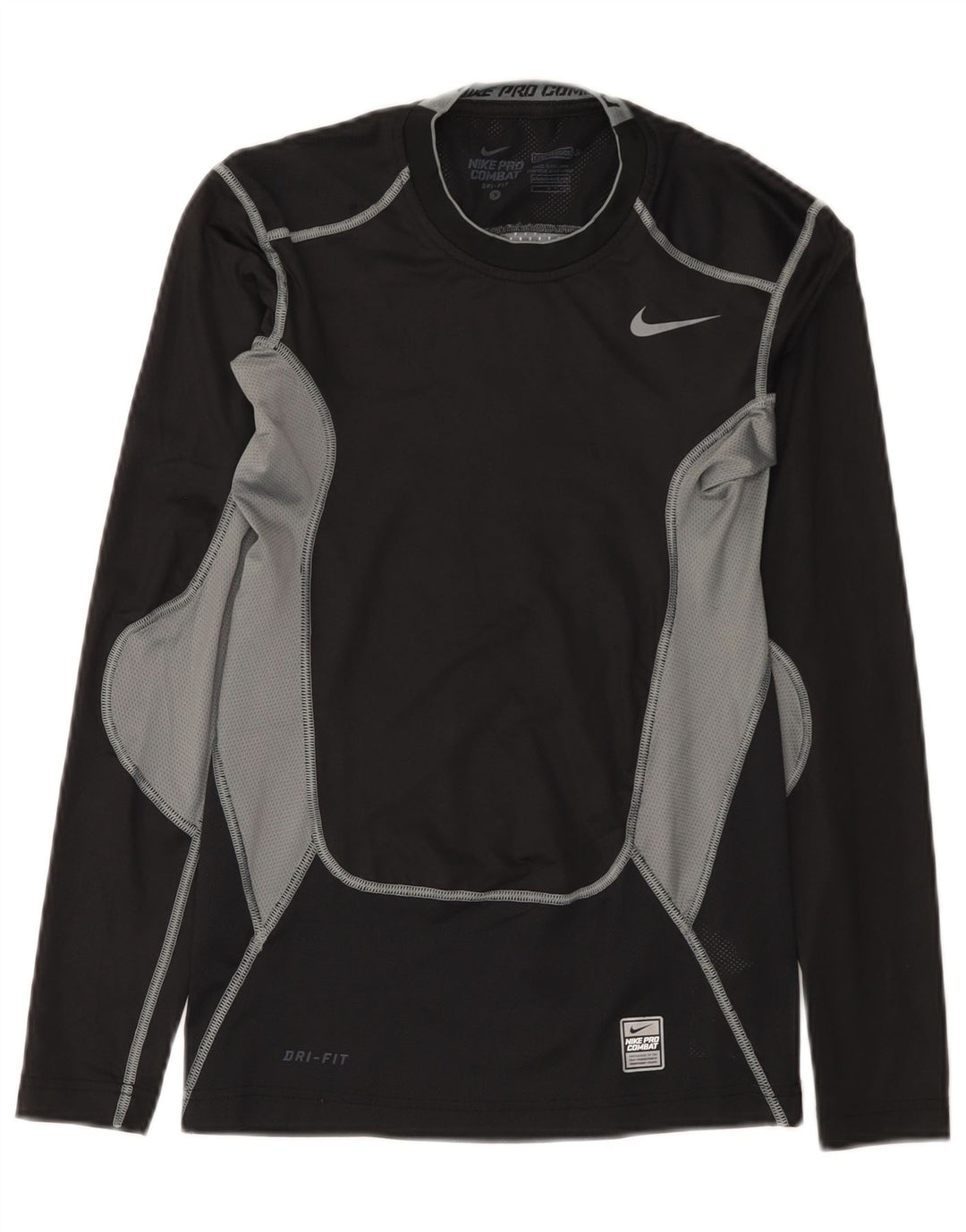 Мужской топ Nike Dri Fit с длинным рукавом, маленький черный, полиэстер с цветными блоками