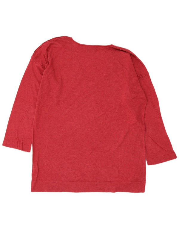 Женский джемпер с рукавом 3/4 и v-образным вырезом Massimo Dutti, Великобритания 16, большой красный