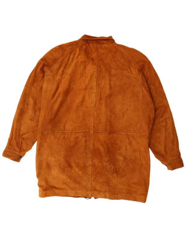 Винтажное женское замшевое пальто UK 16, большое коричневое