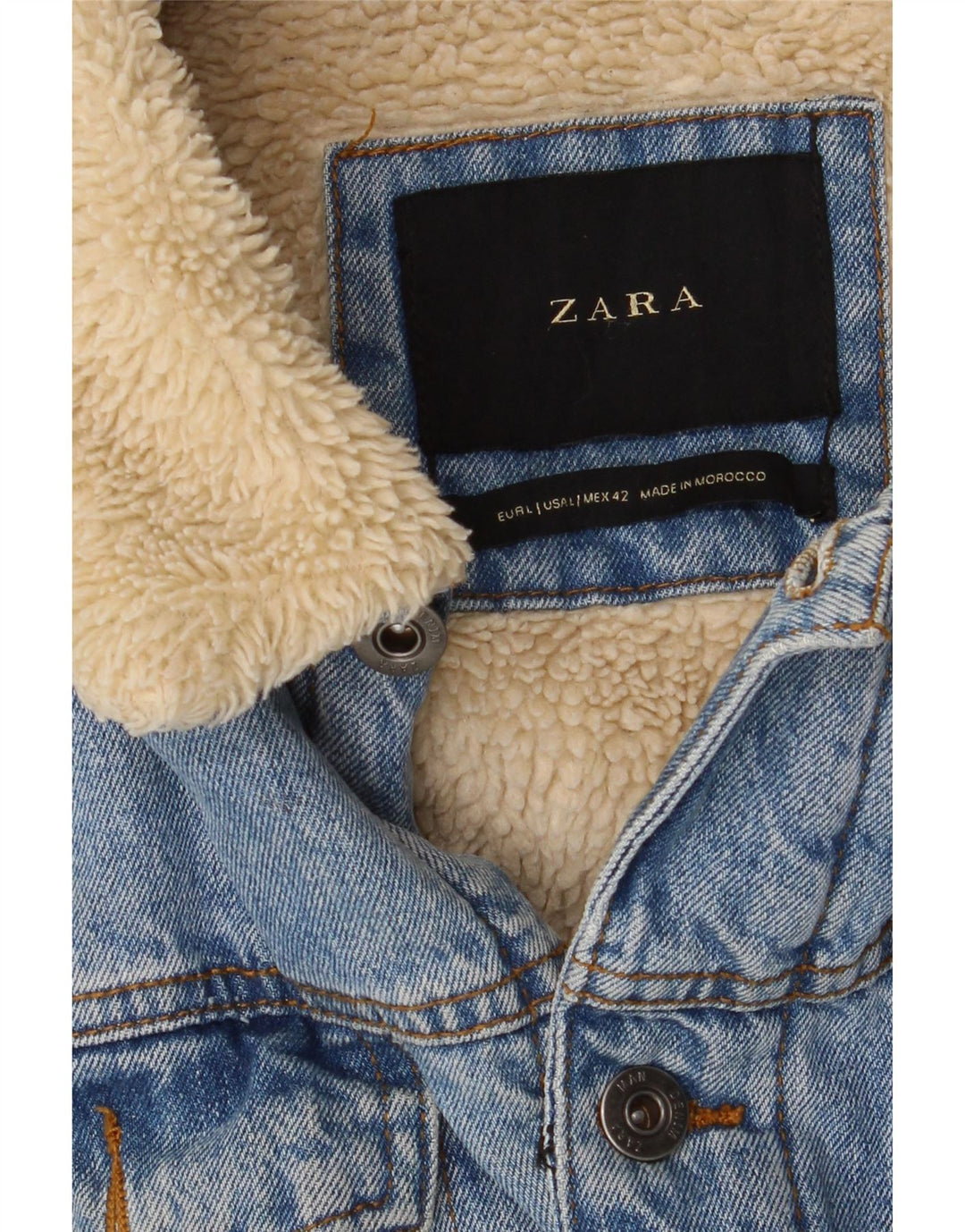 Мужская джинсовая куртка из шерпа Zara UK 40, большая синяя