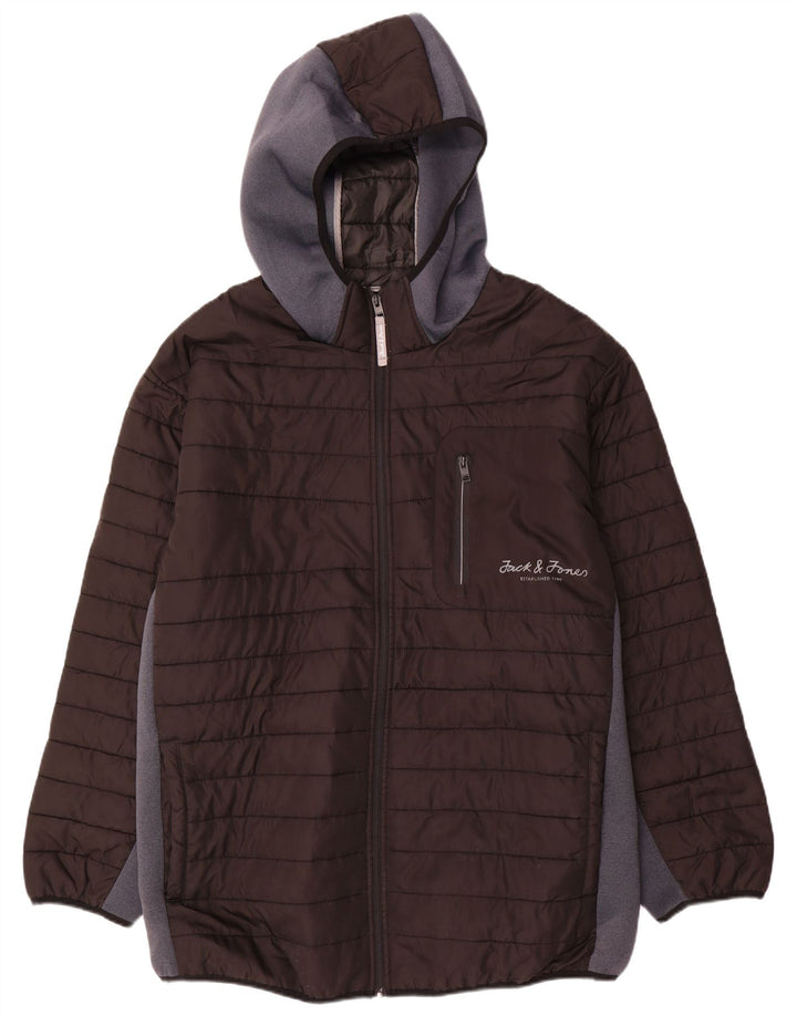 Мужская стеганая куртка с капюшоном Jack & Jones UK 46 3XL, черный полиэстер