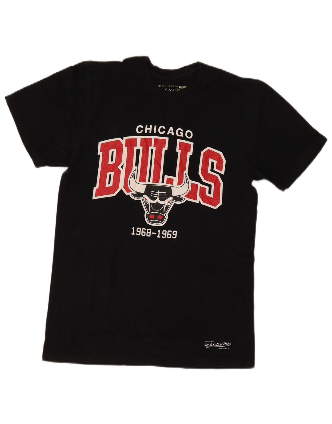 Мужская футболка с рисунком Chicago Bulls MITCHELL & NESS, маленький черный хлопковый топ