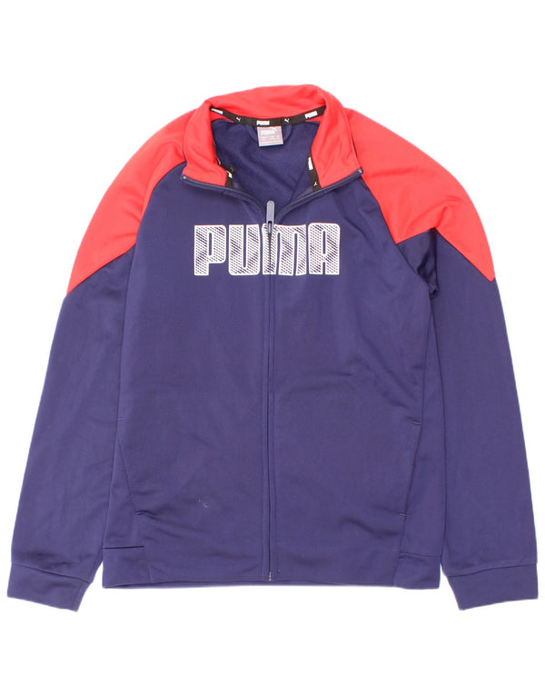 Спортивный костюм Puma для мальчиков с графическим рисунком, верхняя куртка 11–12 лет, темно-синий с цветными блоками