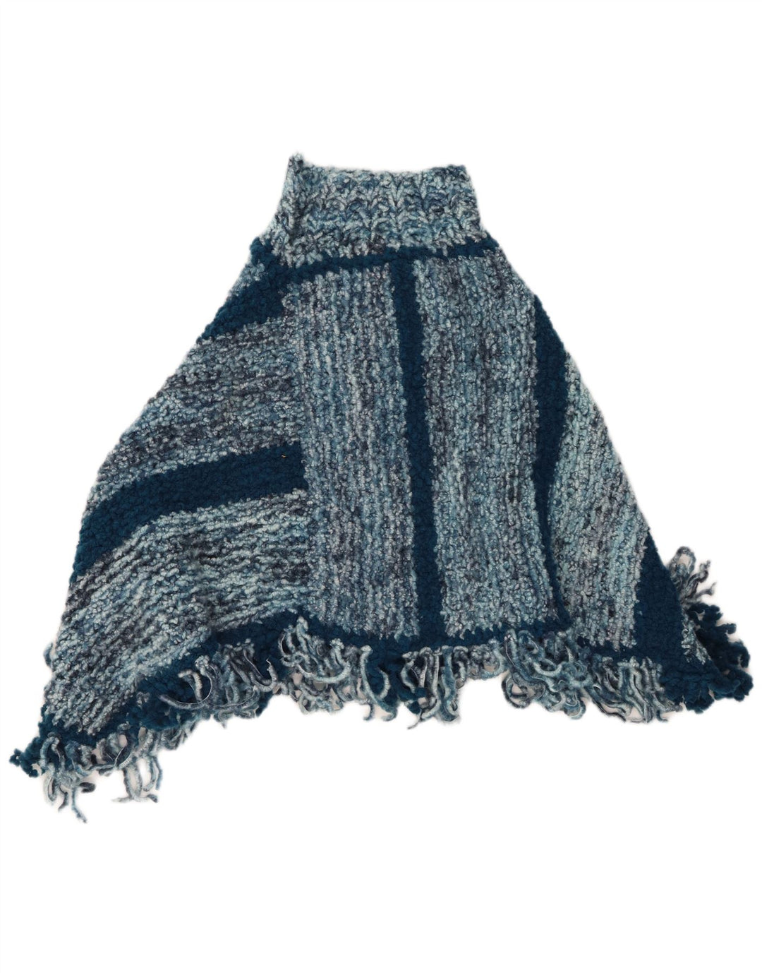 ВИНТАЖНЫЙ женский джемпер-пончо, один размер, в синюю полоску