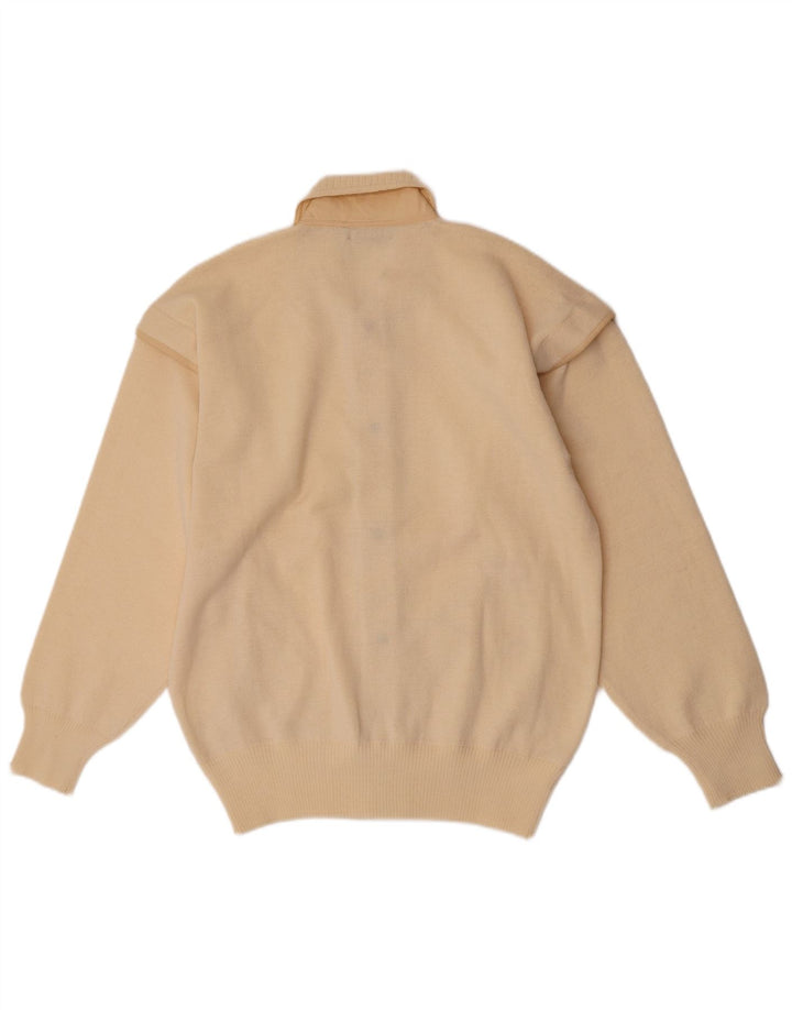 Винтажный мужской кардиган, свитер среднего бежевого цвета из шерсти